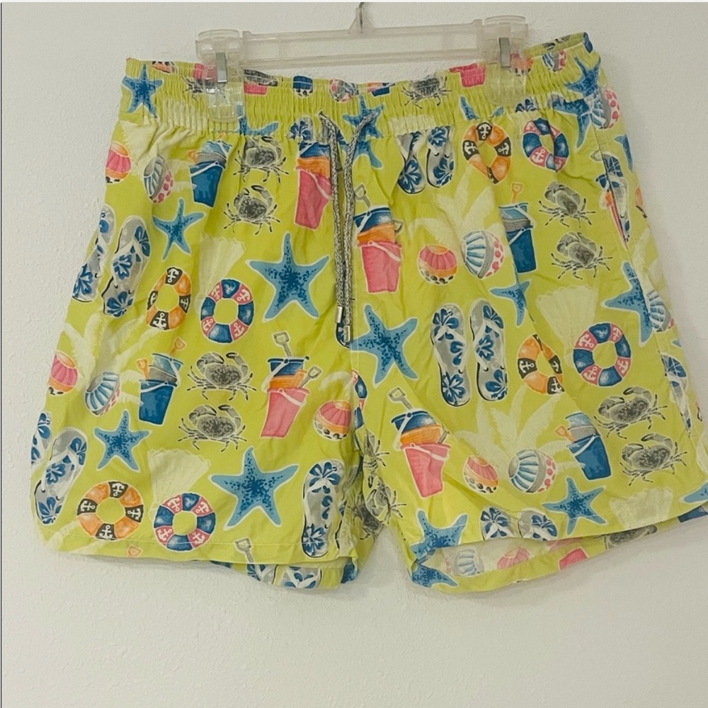 Vilebrequin Lime Green Beach Print Swim Shorts
